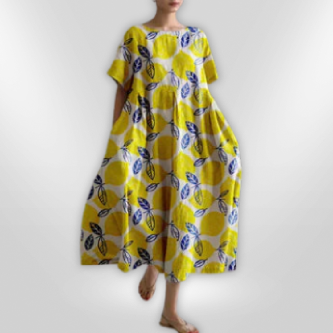 Kvinne Blomsterkjole Løs Passform Bomull Elegant Design 7