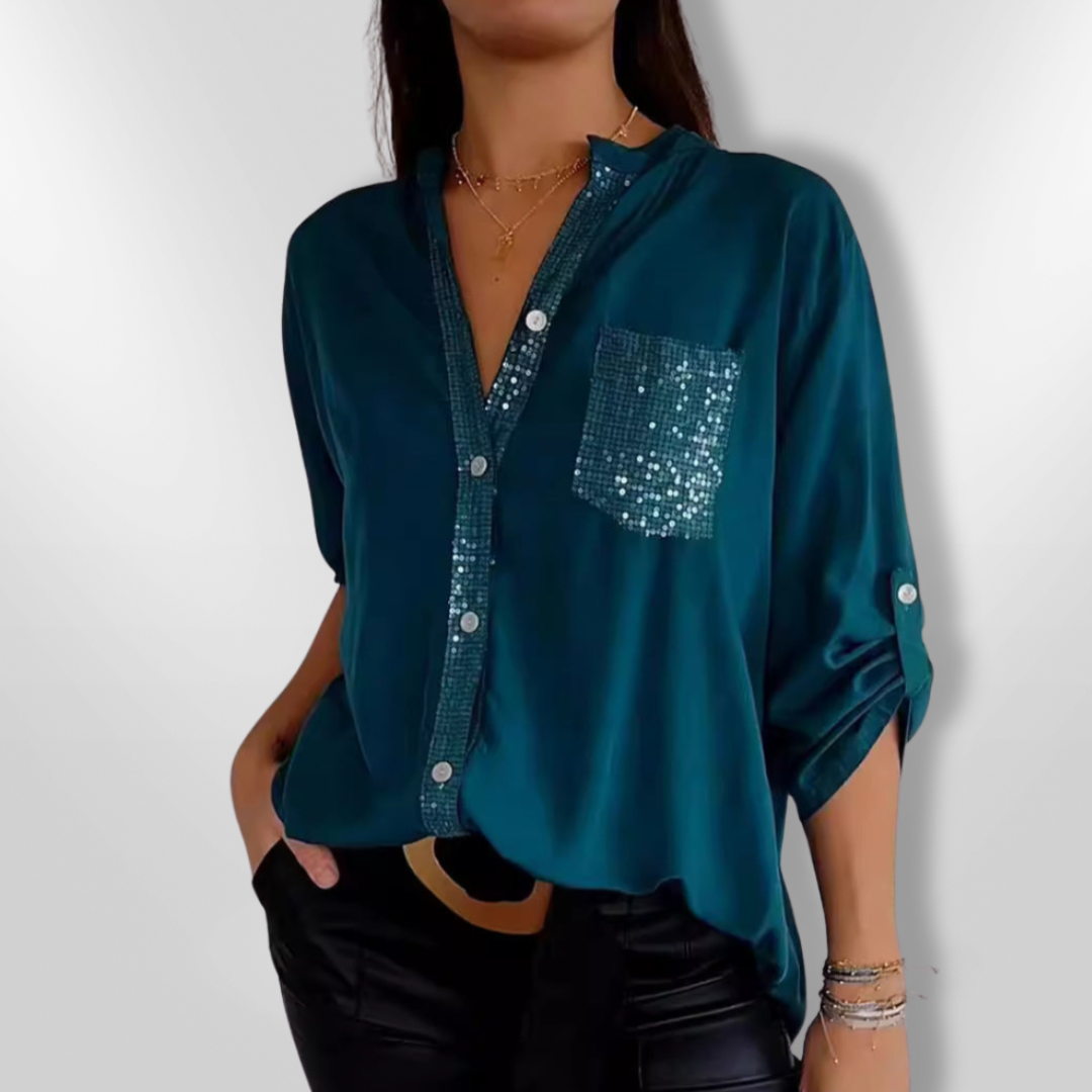 Kvinne Bluse Chic Côtier med Detaljer i Paljetter 4
