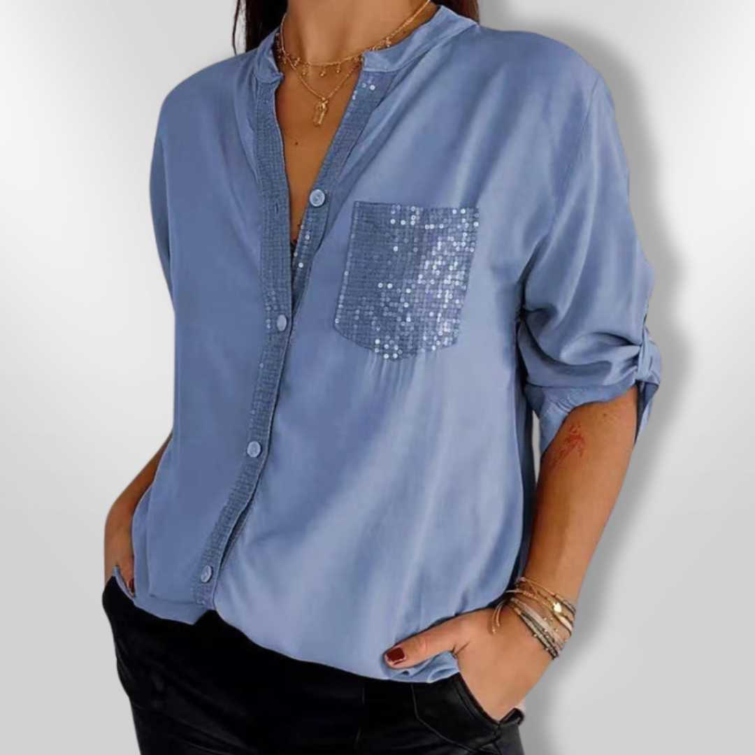 Kvinne Bluse Chic Côtier med Detaljer i Paljetter 5