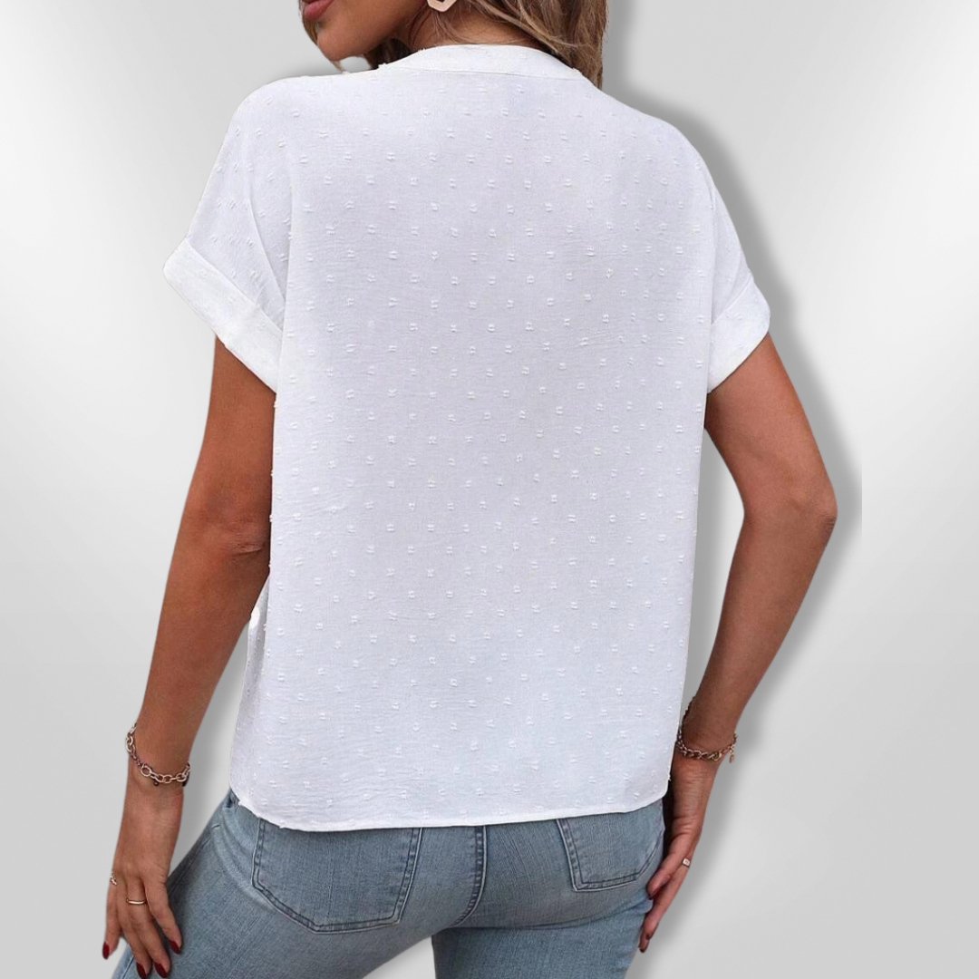 Kvinne Bluse Klassisk Knapper Lett Stoff 1