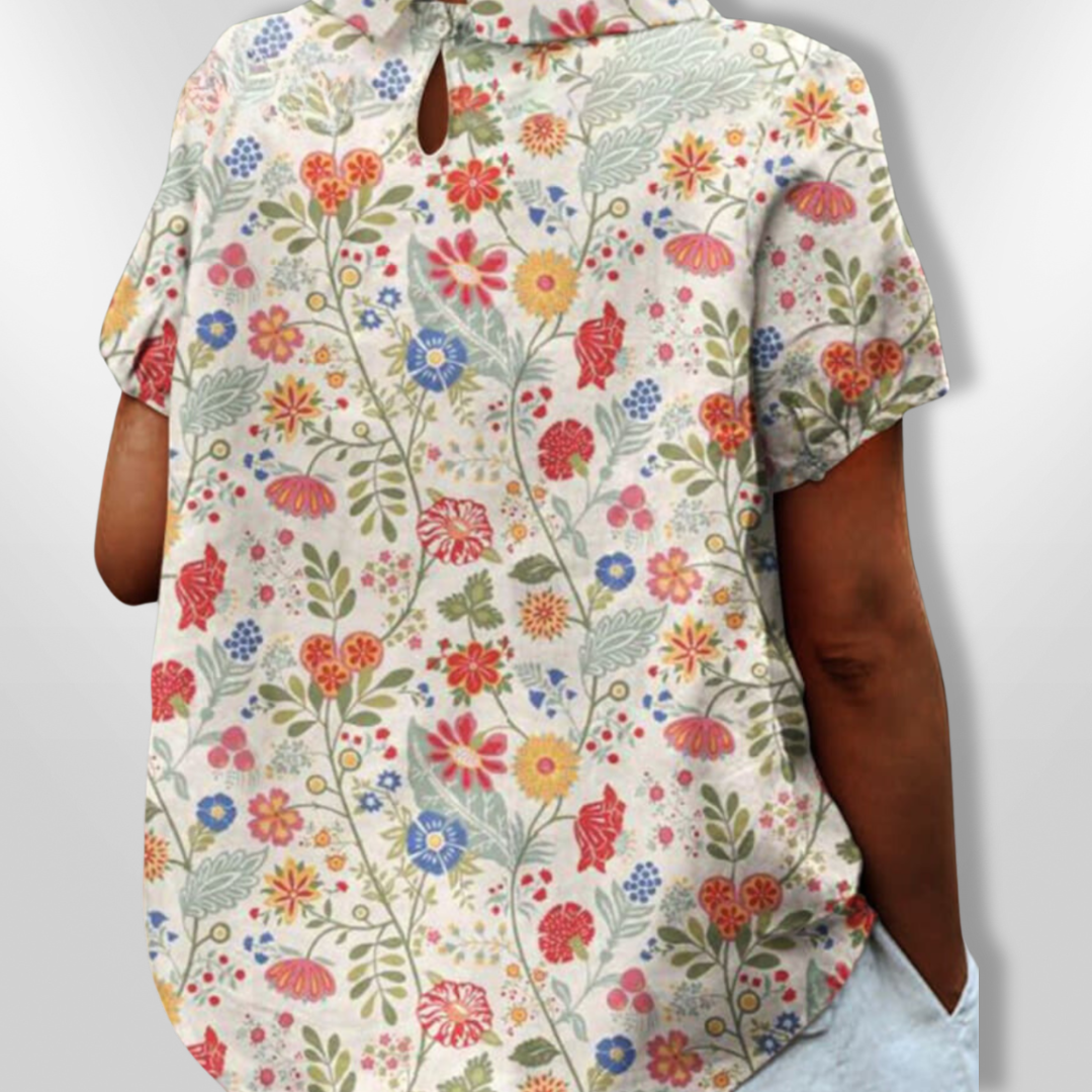 Kvinne Bluse Med Blomstertrykk Løs Passform 1