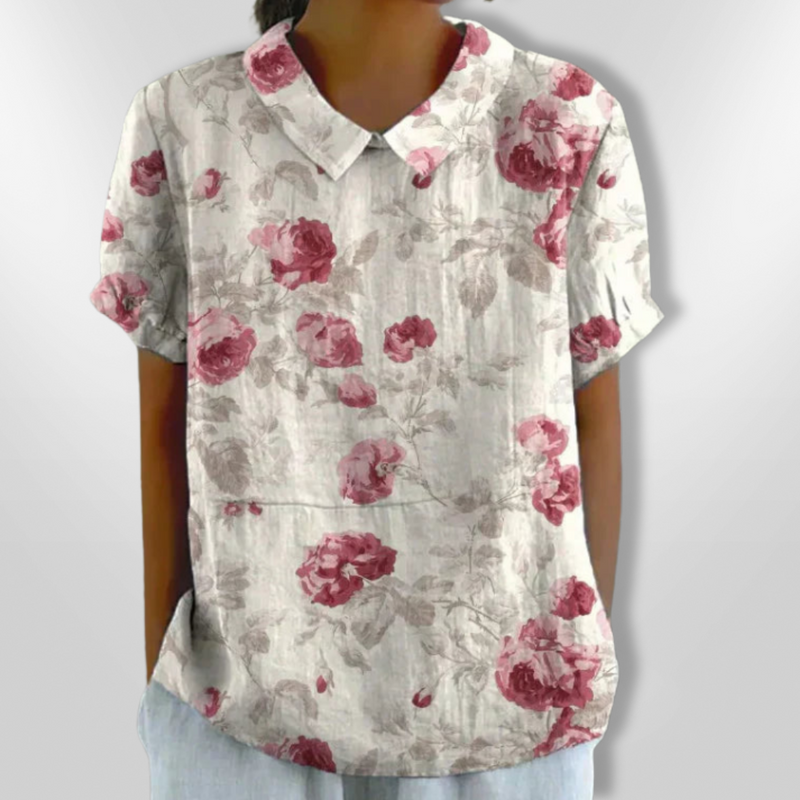 Kvinne Bluse Med Blomstertrykk Løs Passform 2
