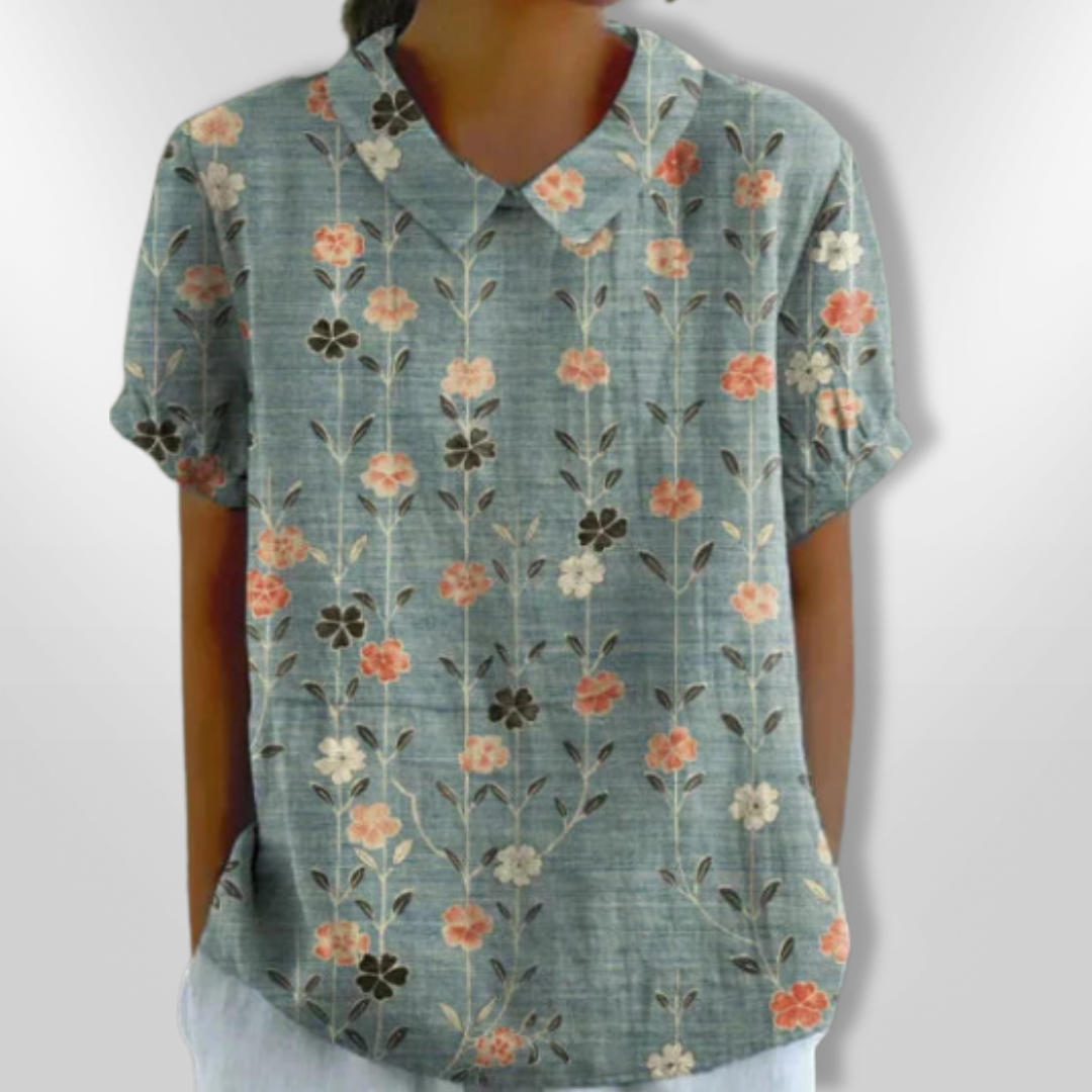 Kvinne Bluse Med Blomstertrykk Løs Passform 3