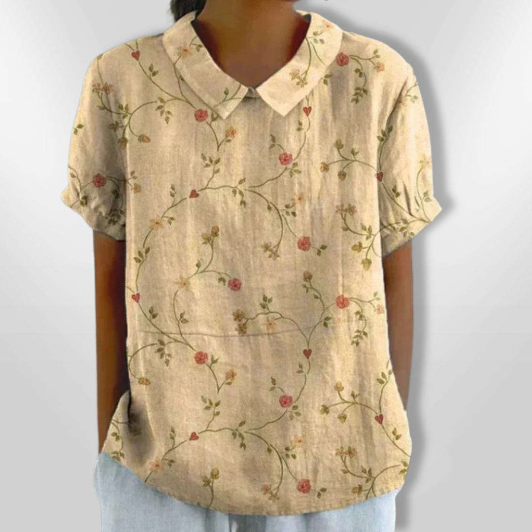 Kvinne Bluse Med Blomstertrykk Løs Passform 4