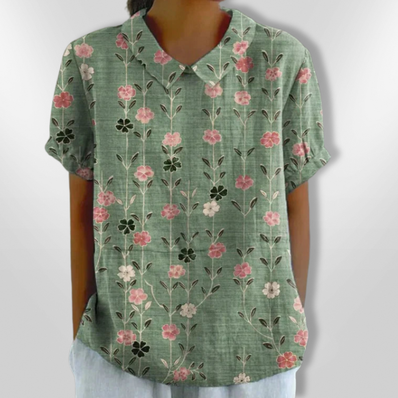 Kvinne Bluse Med Blomstertrykk Løs Passform 5