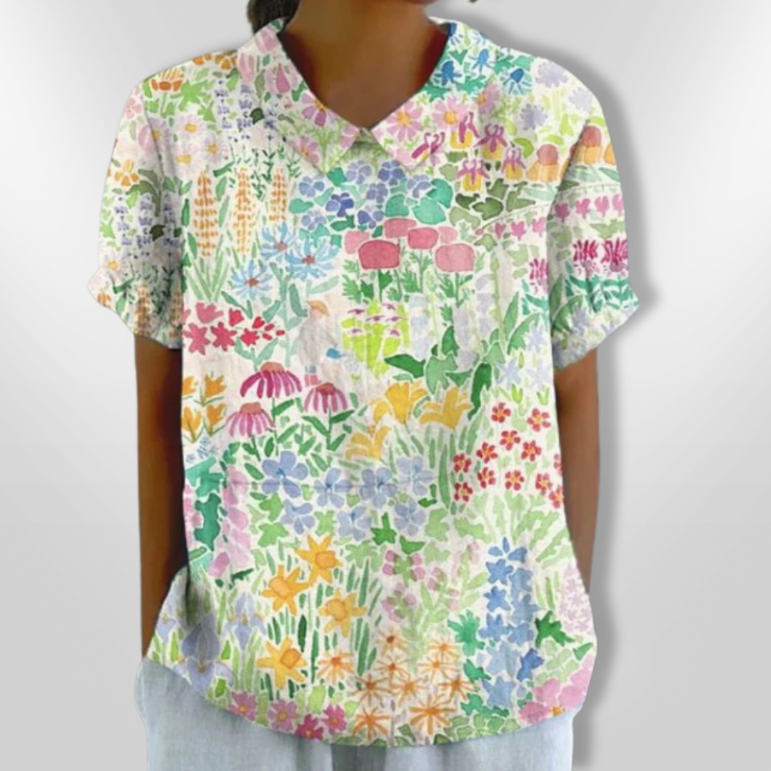 Kvinne Bluse Med Blomstertrykk Løs Passform 6