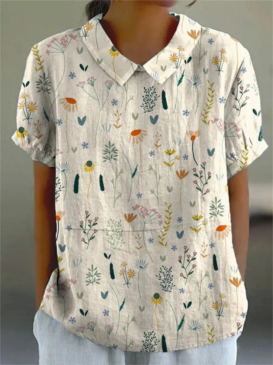 Kvinne Bluse med Blomsterprint i Pastell 1