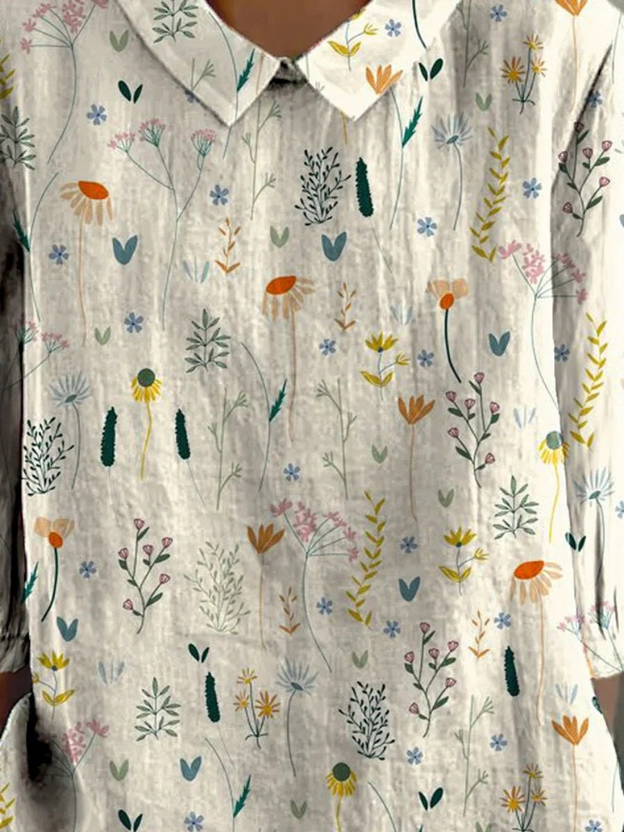 Kvinne Bluse med Blomsterprint i Pastell 2