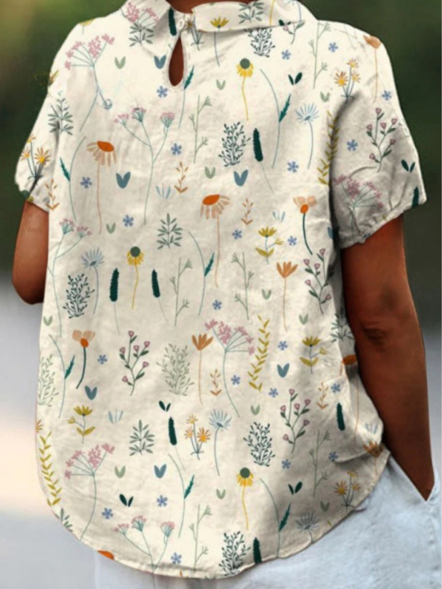 Kvinne Bluse med Blomsterprint i Pastell 3