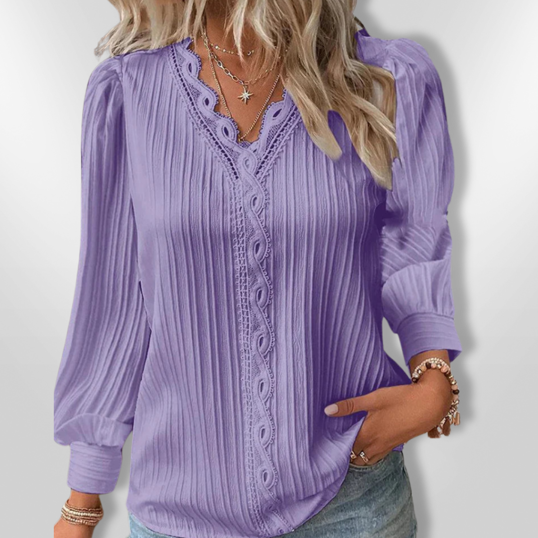 Kvinne Bluse med Deltajer i Chiffon 2