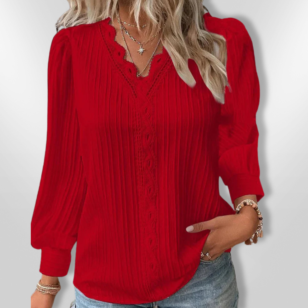 Kvinne Bluse med Deltajer i Chiffon 4