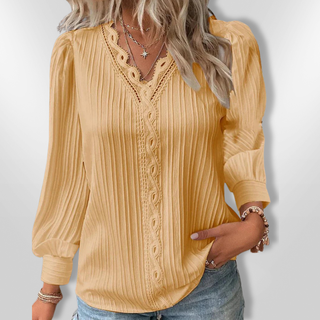 Kvinne Bluse med Deltajer i Chiffon 6