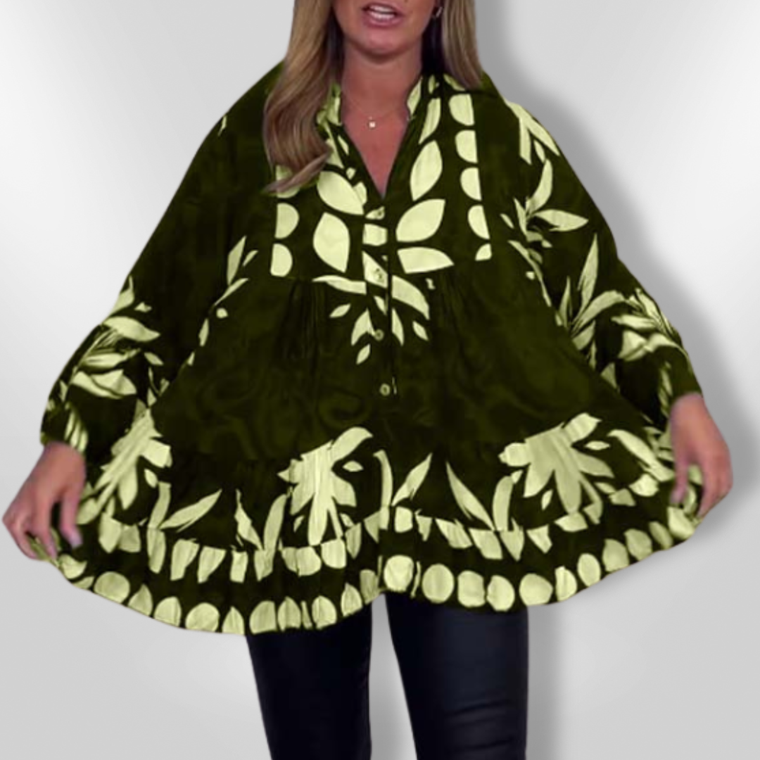 Kvinne Bluse med Evaserte Ermer og Blomsterprint 3