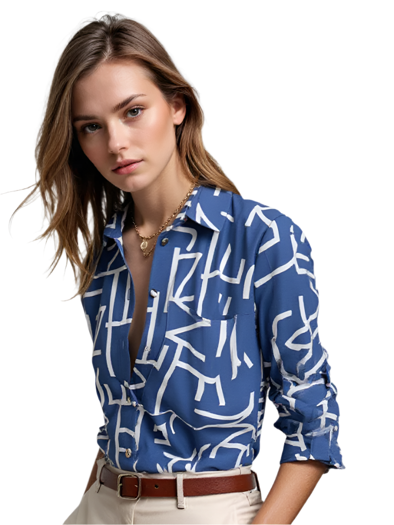 Kvinne Bluse med Omslagkraag i Varierte Farger og Mønstre 0