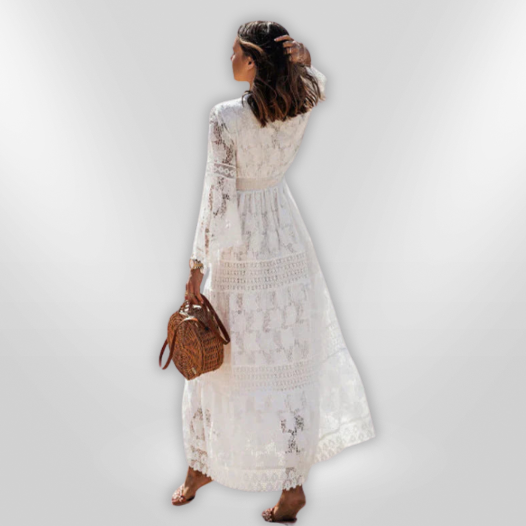 Kvinne Boho Kjole Lange Ermer Polyester 2