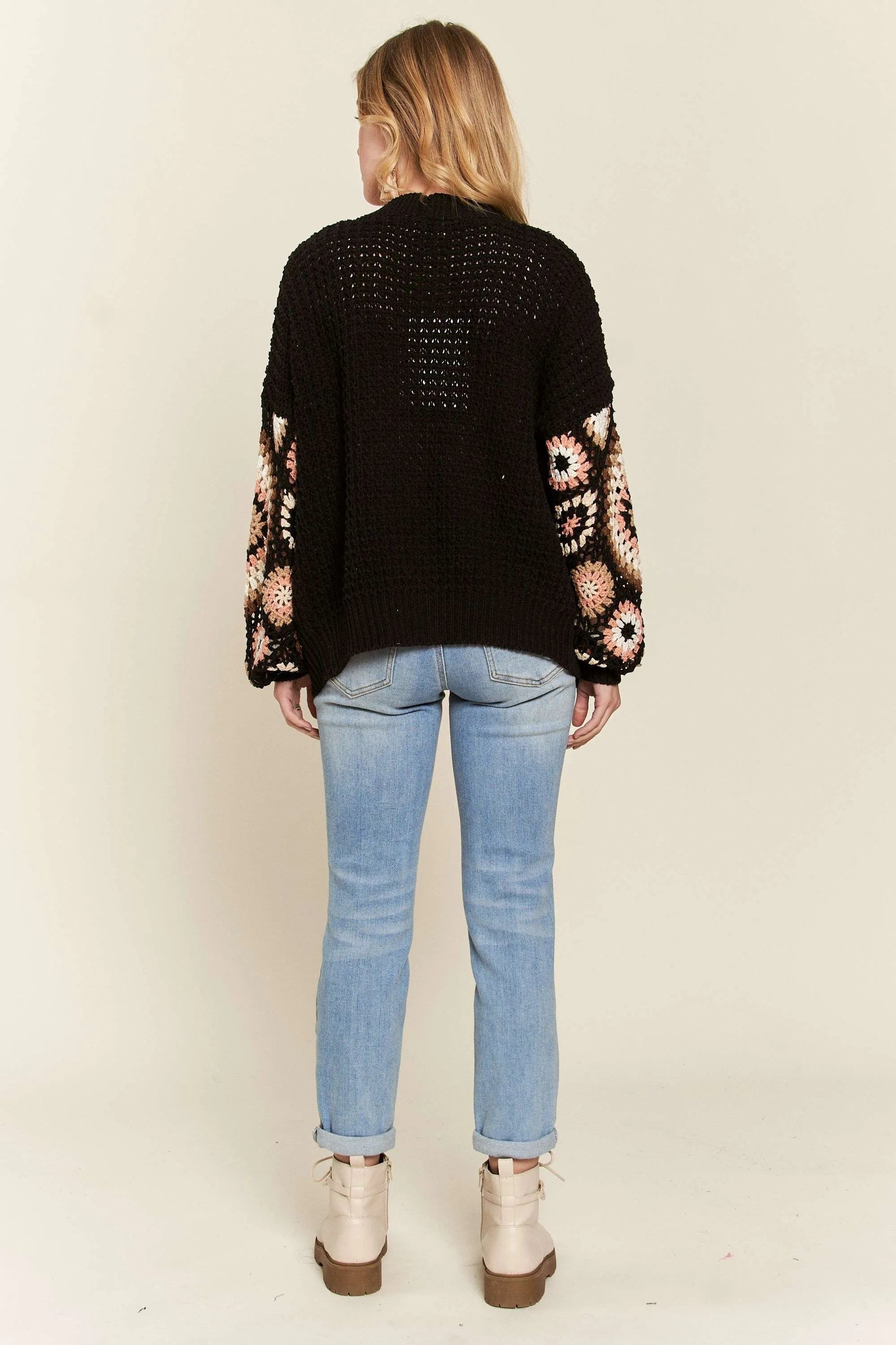 Kvinne Cardigan Flerfargede Ermer Heklet 100% Polyester 5