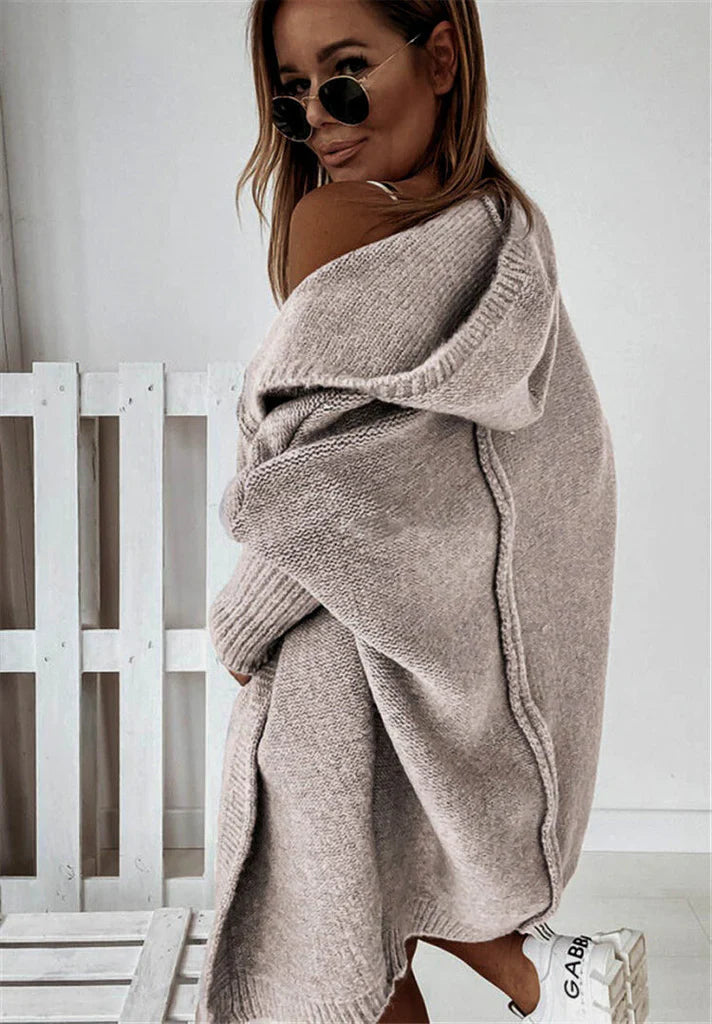 Kvinne Cardigan Oversized Passform Strikket Ullblanding 5