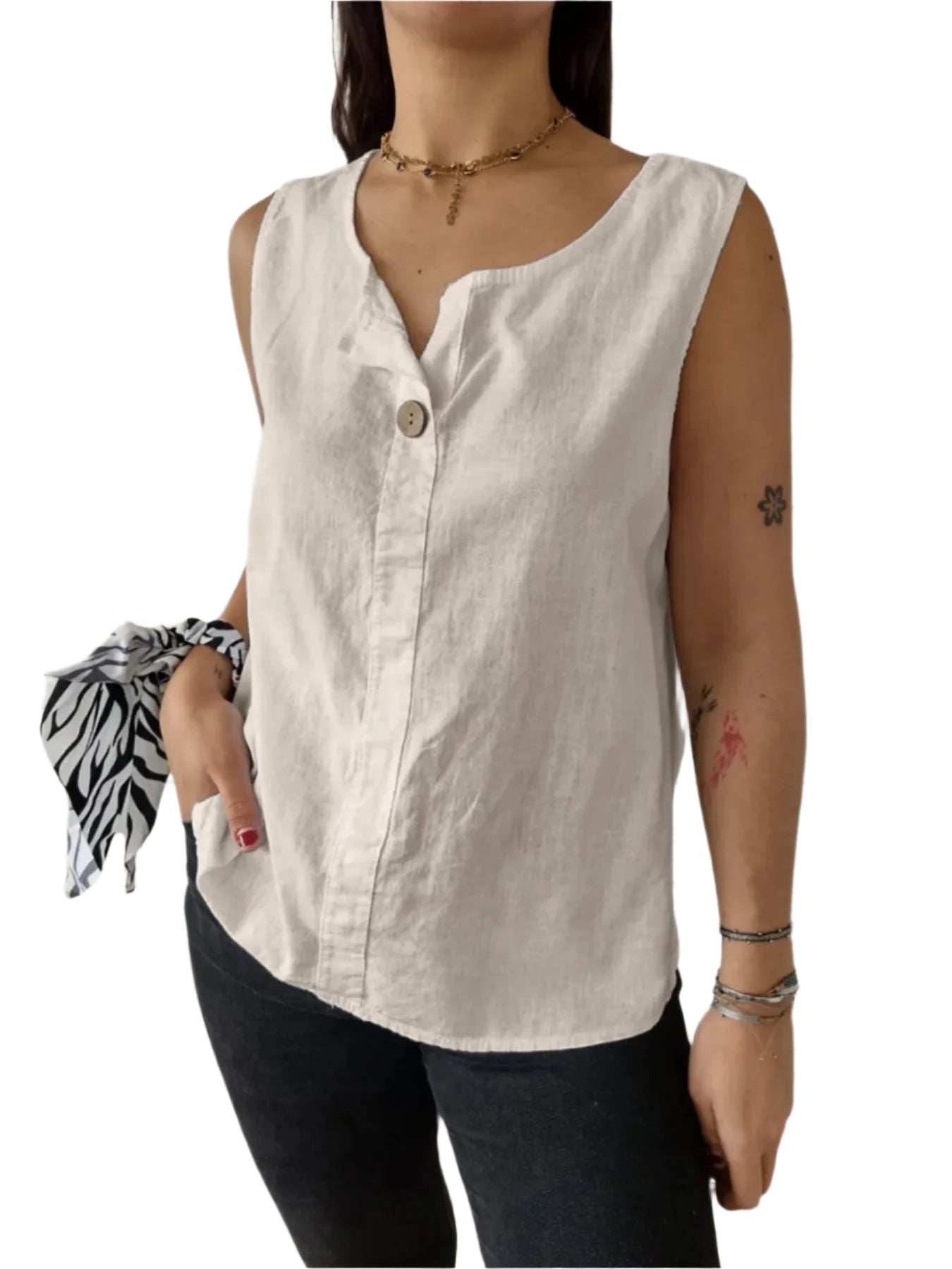 Kvinne Casual Bluse Uten Ermer Lett Polyester 0