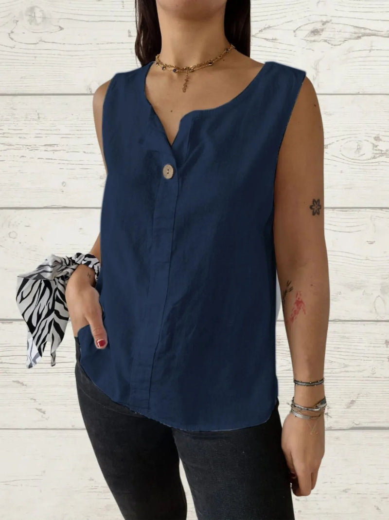 Kvinne Casual Bluse Uten Ermer Lett Polyester 11