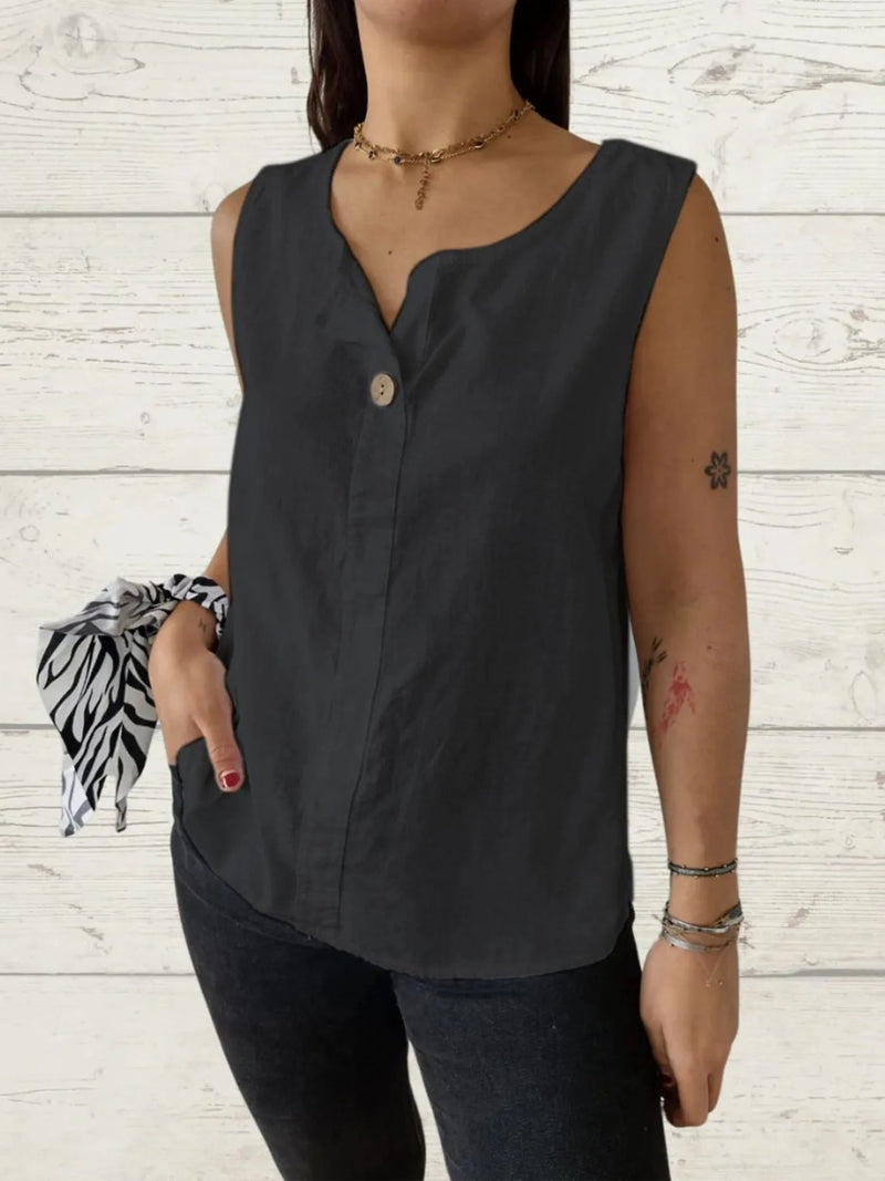 Kvinne Casual Bluse Uten Ermer Lett Polyester 3