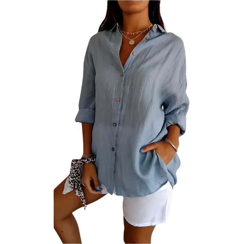 Kvinne Chemise Korte Ermer Plisserte Detaljer Lett Stoff 0
