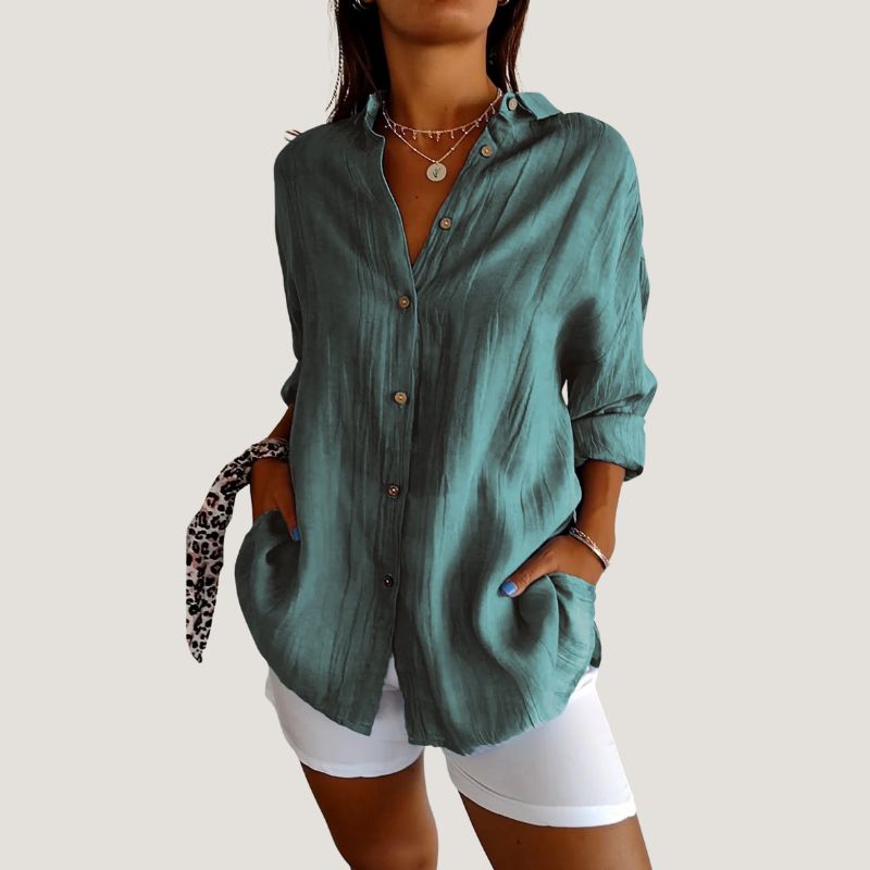 Kvinne Chemise Korte Ermer Plisserte Detaljer Lett Stoff 6