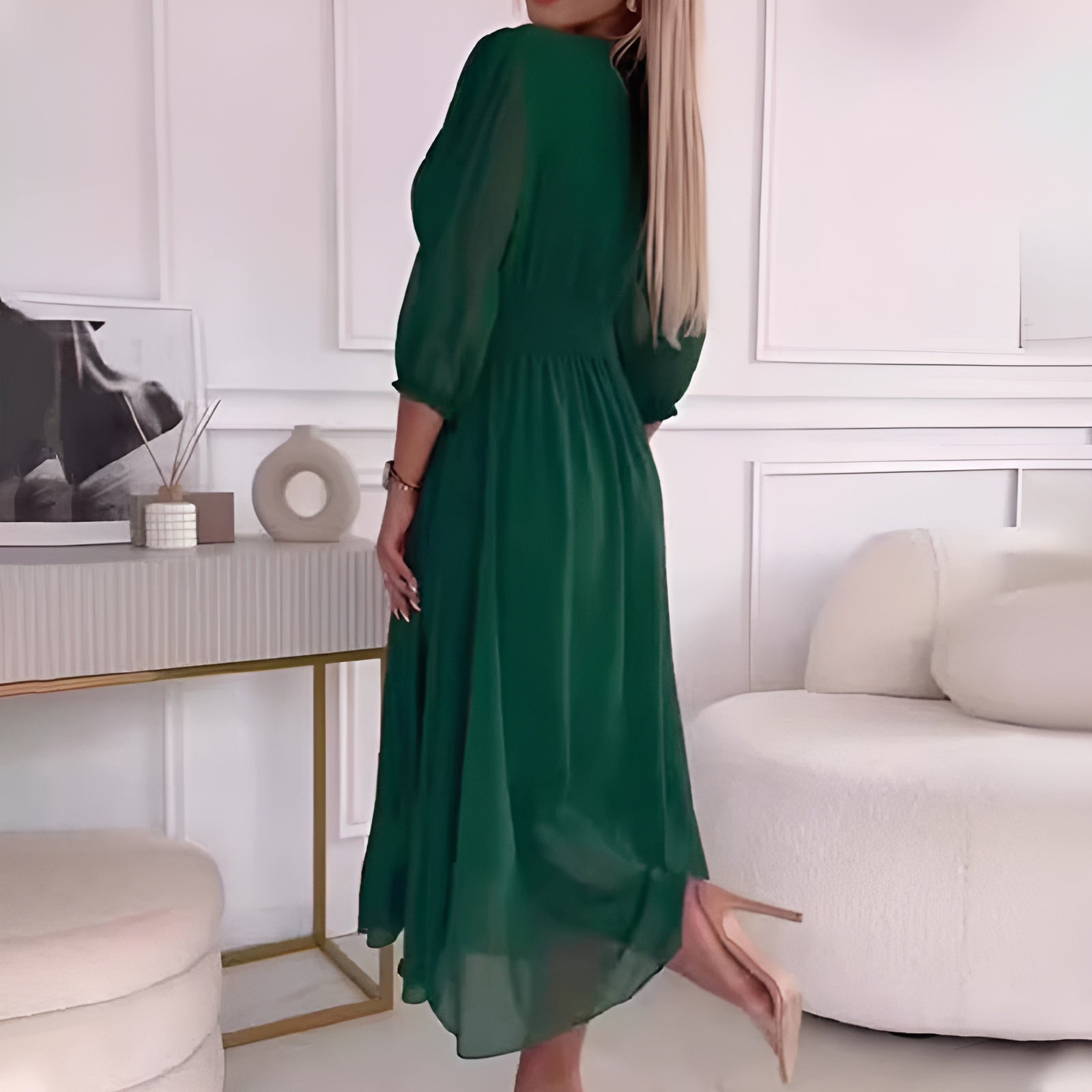 Kvinne Chiffon Kjole Drapert Lett Silkeaktig 4