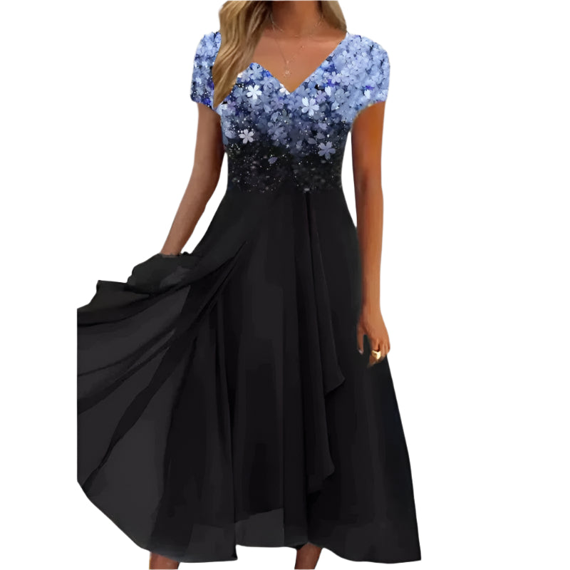 Kvinne Chiffon Kjole Midi Blomstertrykk 0