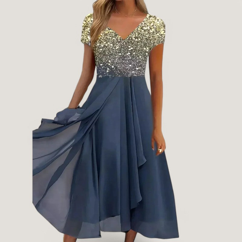 Kvinne Chiffon Kjole Midi Blomstertrykk 1