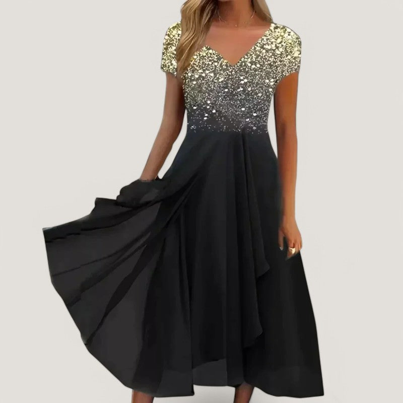 Kvinne Chiffon Kjole Midi Blomstertrykk 2