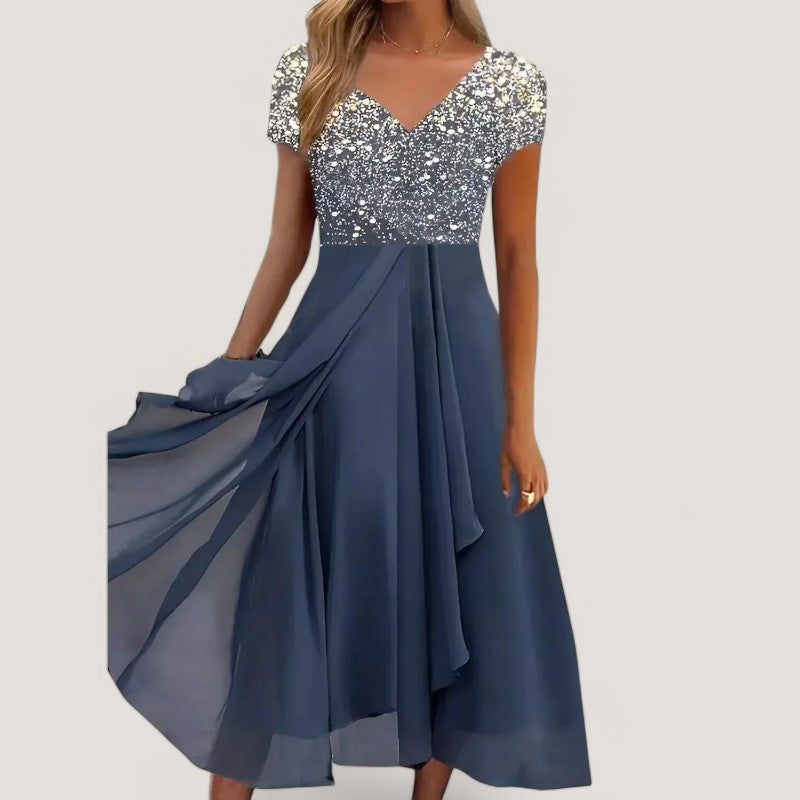 Kvinne Chiffon Kjole Midi Blomstertrykk 5