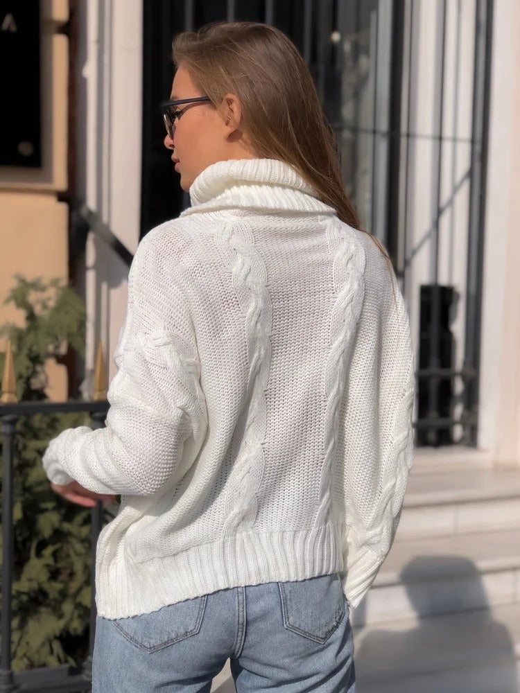 Kvinne Chunky Turtleneck Genser i Ullblanding 0