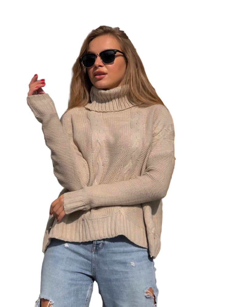 Kvinne Chunky Turtleneck Genser i Ullblanding 1