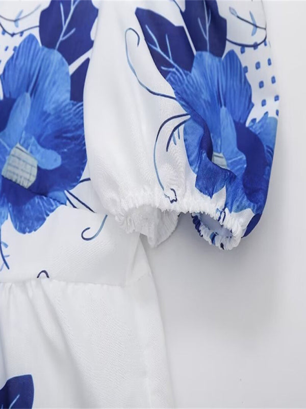 Kvinne Crop Top V-Hals Blomstertrykk Lin Polyester 2