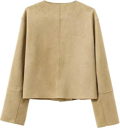 Kvinne Cropped Blazer Jakke med Lange Ermer og Skreddersydd Passform 4
