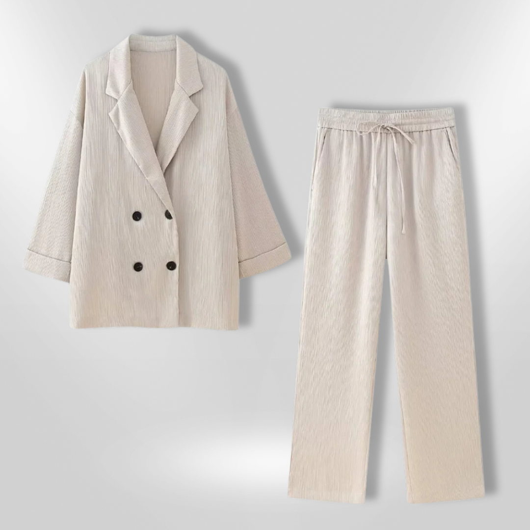 Kvinne Ensemble Blazer Vide Bukser Polyester 2