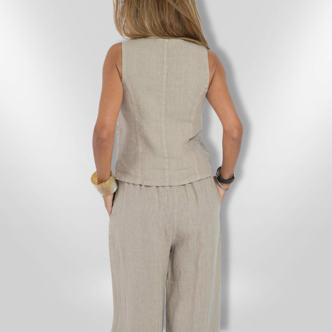 Kvinne Ensemble Ermeløs Lett Pustende Stoff 1