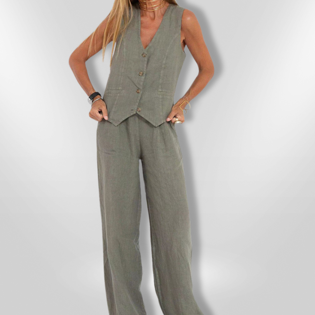 Kvinne Ensemble Ermeløs Lett Pustende Stoff 10