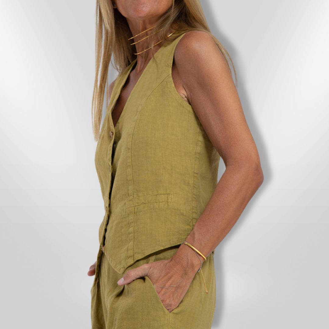 Kvinne Ensemble Ermeløs Lett Pustende Stoff 2