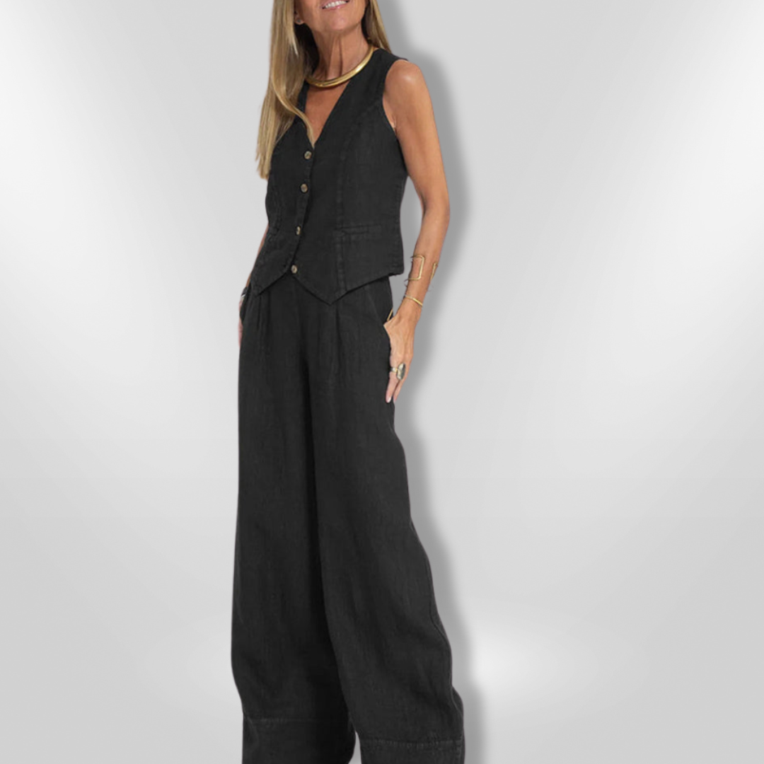 Kvinne Ensemble Ermeløs Lett Pustende Stoff 3