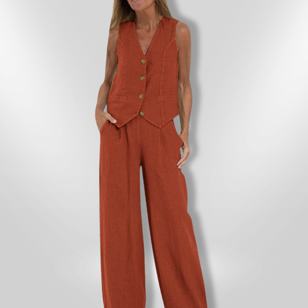 Kvinne Ensemble Ermeløs Lett Pustende Stoff 5