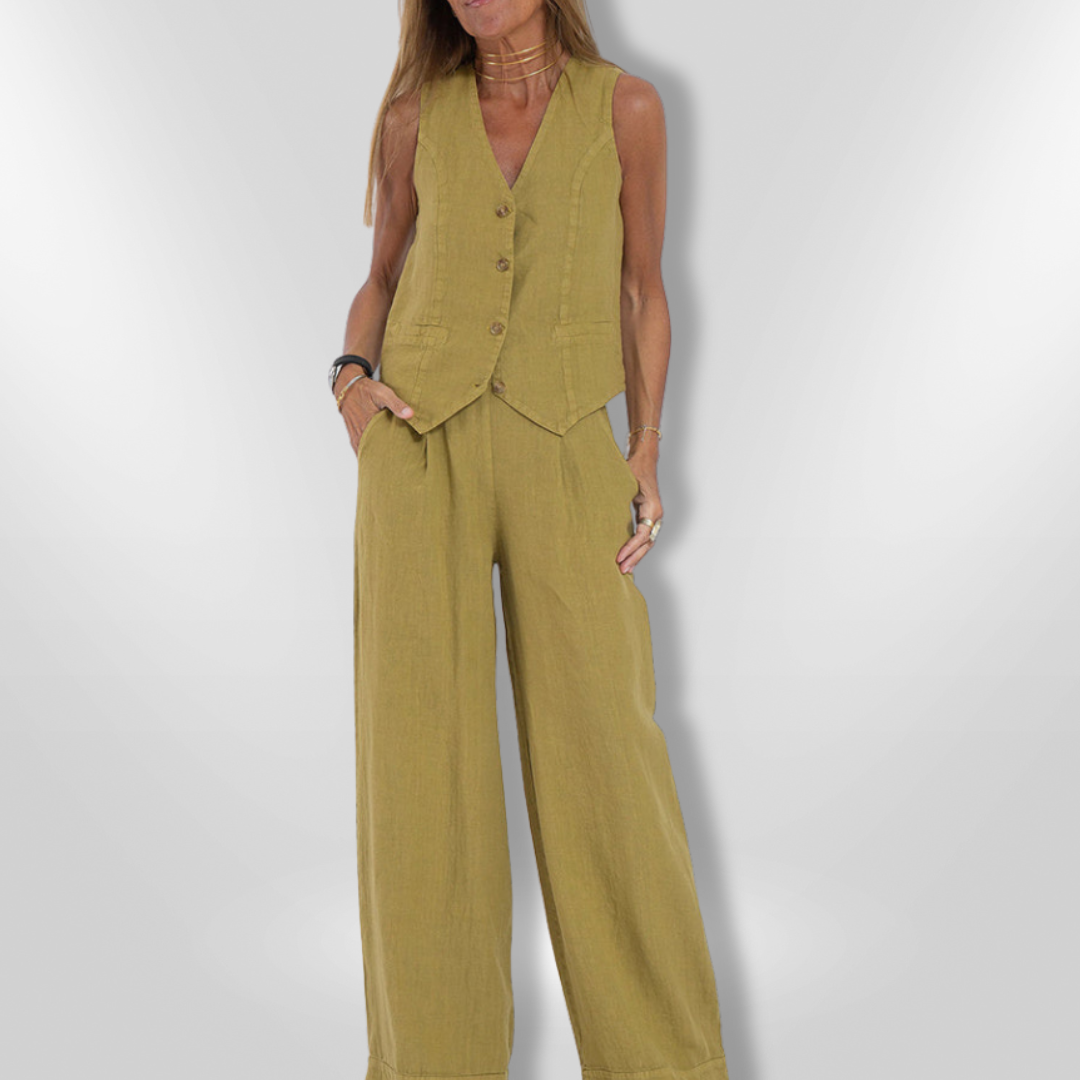 Kvinne Ensemble Ermeløs Lett Pustende Stoff 6