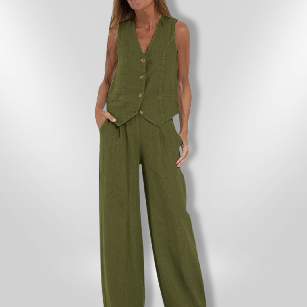 Kvinne Ensemble Ermeløs Lett Pustende Stoff 7