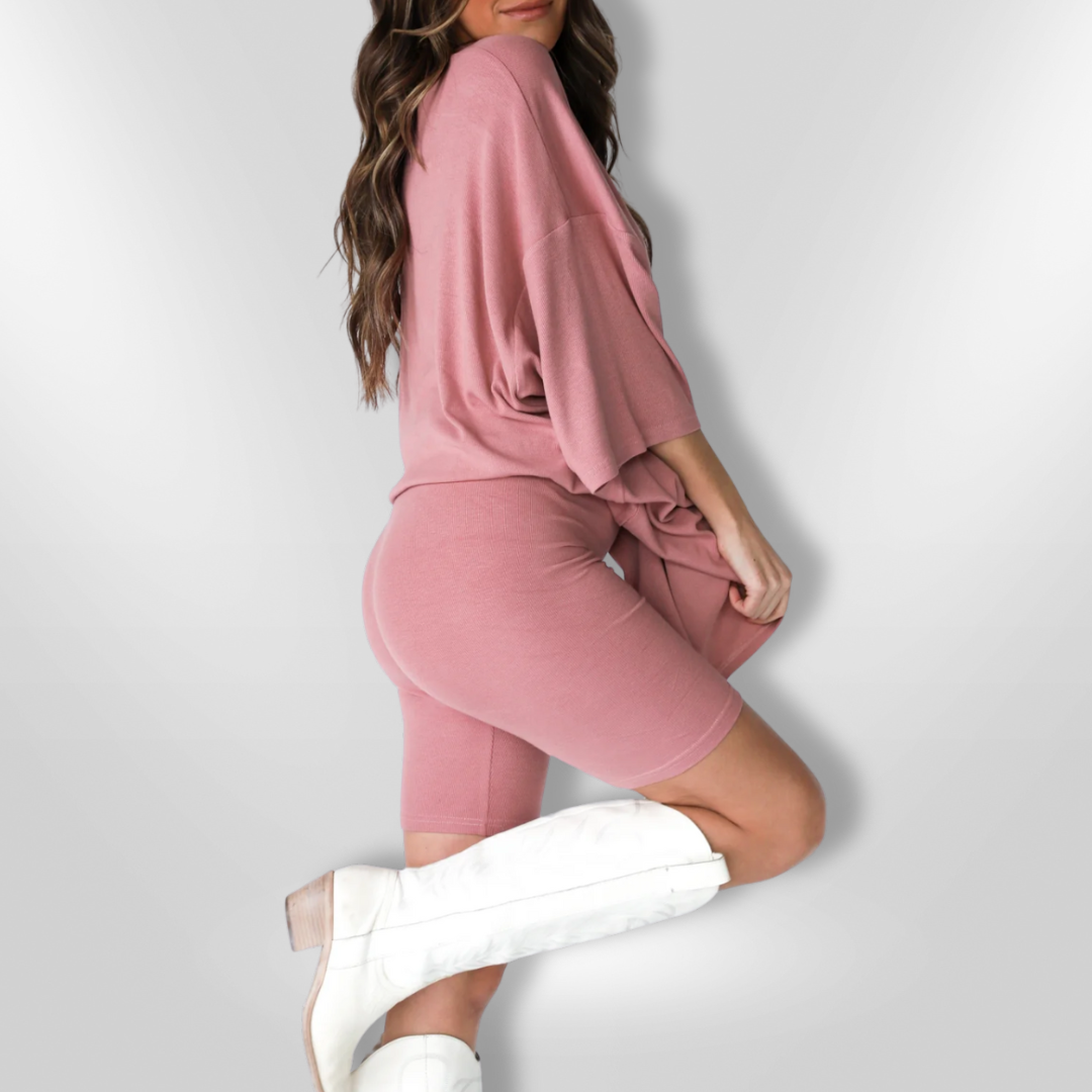 Kvinne Ensemble Komfortabel Oversized Topp og Shorts 10