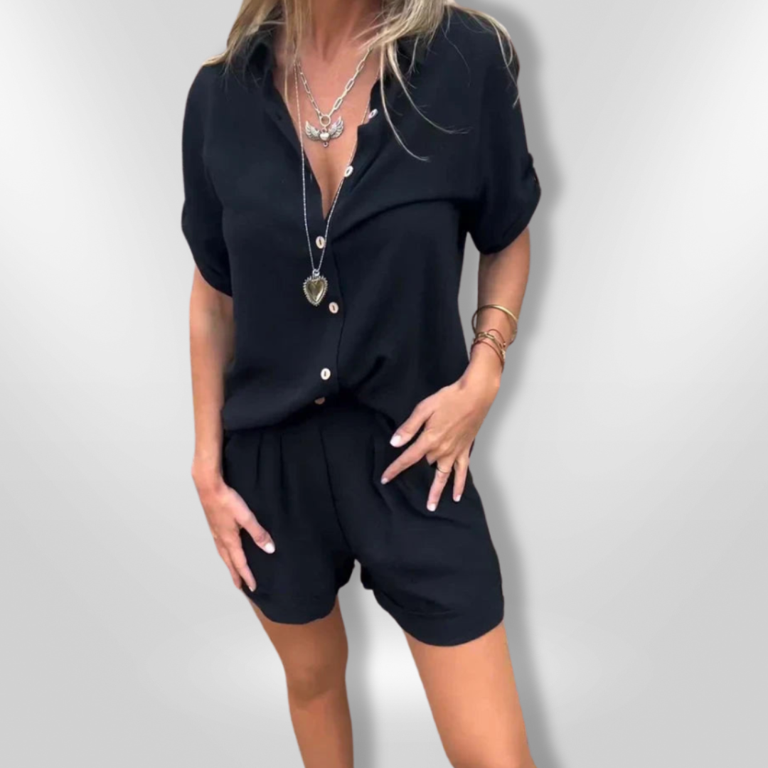 Kvinne Ensemble Sommer Knappet Skjorte Lett Stoff 4