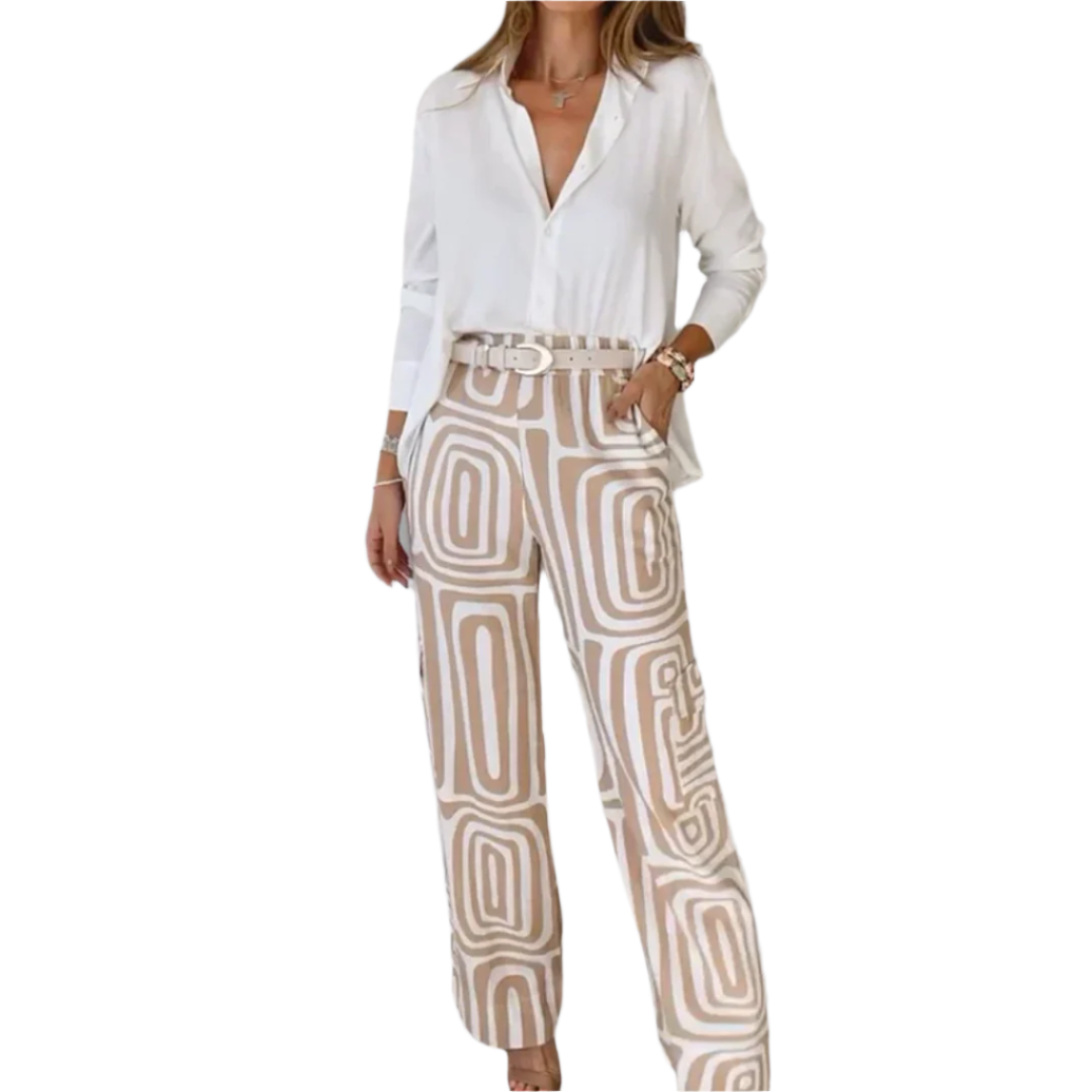 Kvinne Ensemble Stilig Geometrisk Mønster 0