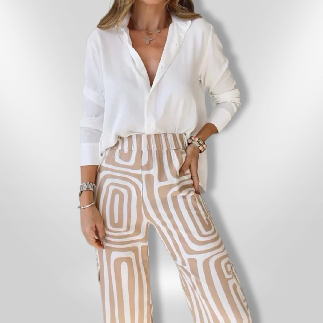 Kvinne Ensemble Stilig Geometrisk Mønster 2