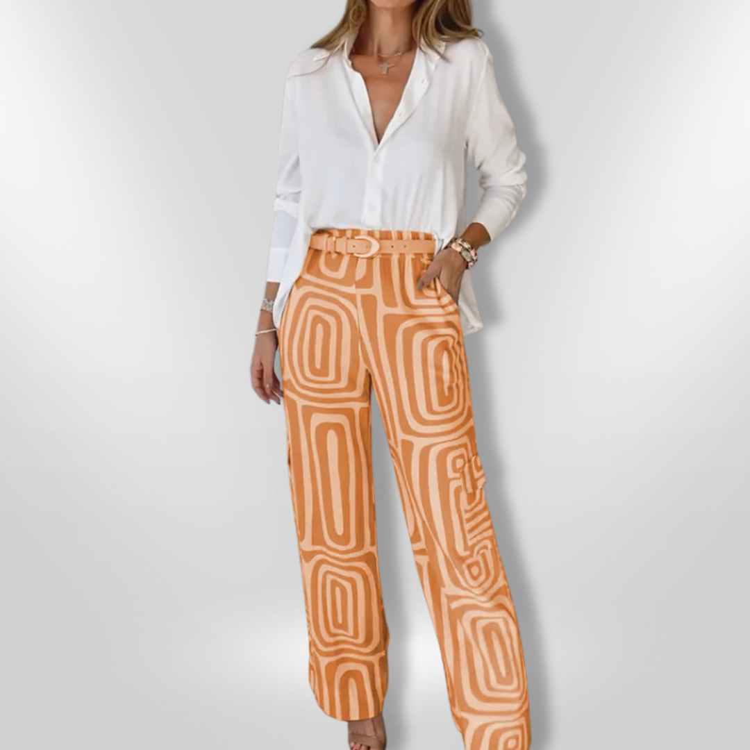 Kvinne Ensemble Stilig Geometrisk Mønster 5