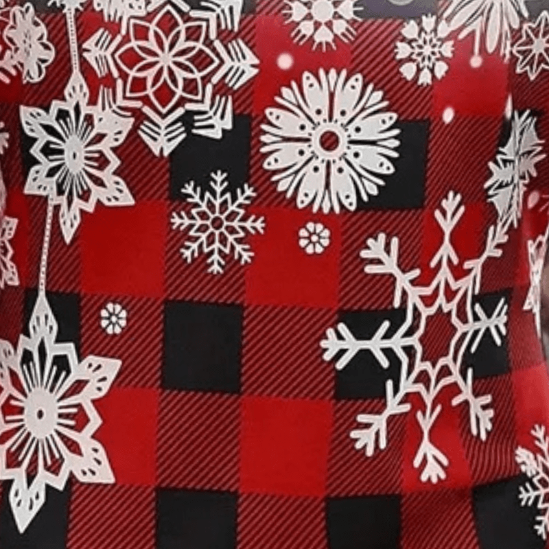 Kvinne Festkjole Rød Rutete med Snøfnugg 2