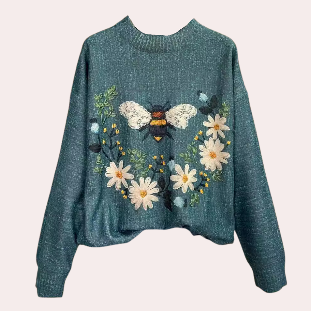 Kvinne Genser Blomsterdesign Casual 3